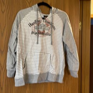 Harley Davidson gray and white Hoodie
